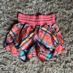 Lululemon 2 Tracker Short Rad Plaid Very Light Flare Hot Pink Orange EUC!
